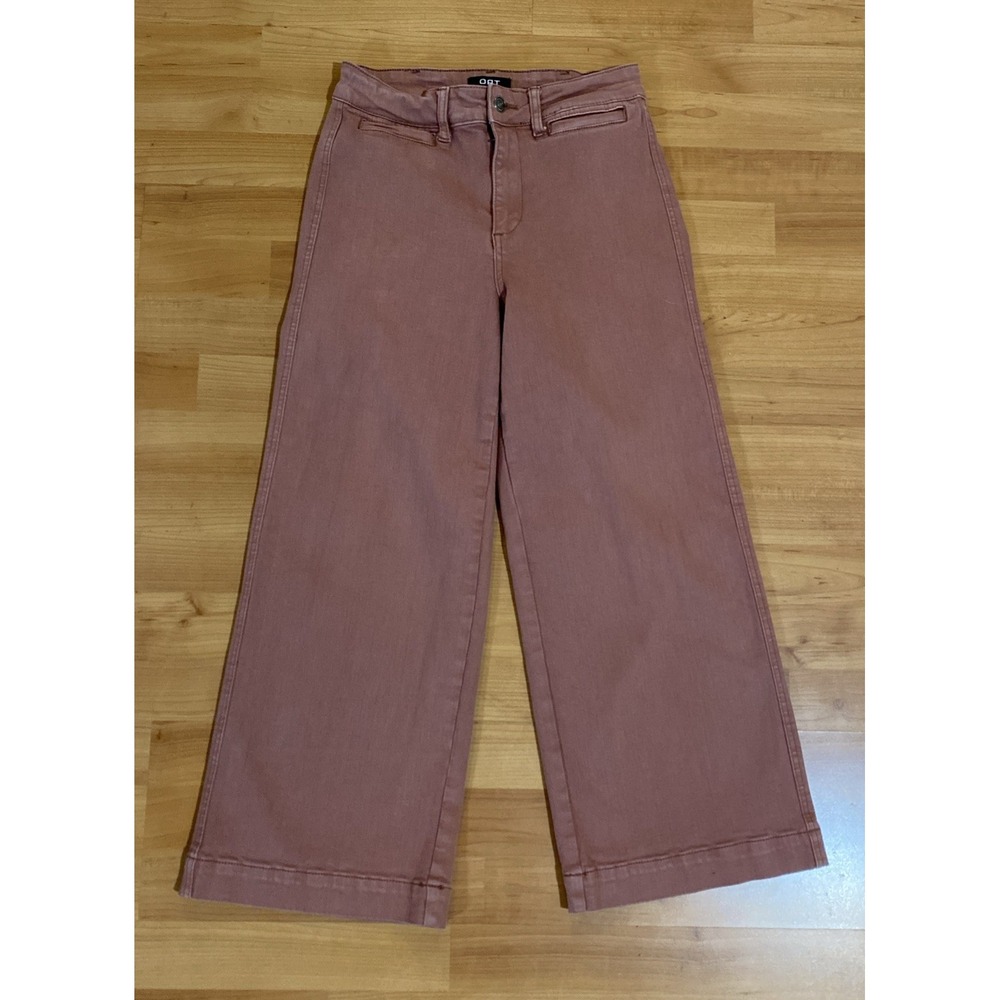OAT New York Light Pants High Waist Wide Leg Crop Pink Rose Womens -Size 27